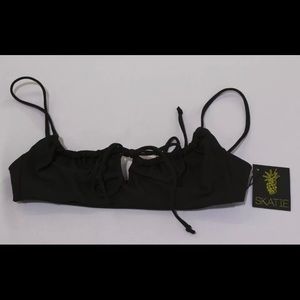 Skatie Women's Demi Tie Front Swim Top Black Small